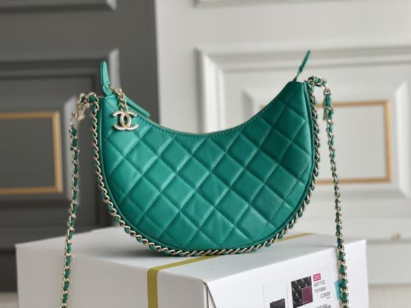 Black Chain Mini Sling Bag Branded Chanel Hobo Handbag Calfskin Leather