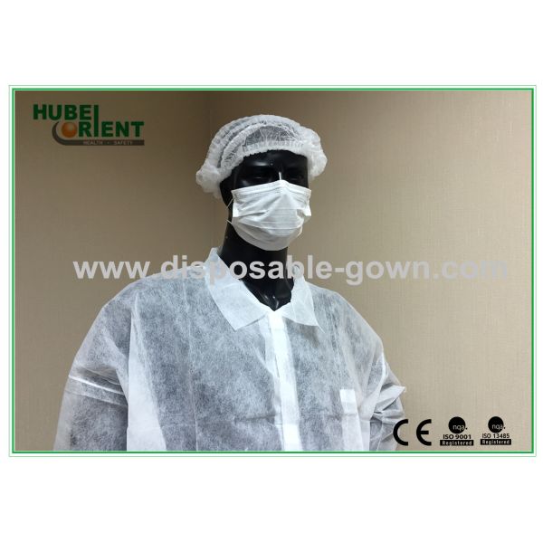 Aprobado por el CE MDR abrigo de laboratorio desechable SMS/Tyvek/MP/PP con cerradura Velcros uso de laboratorio abrigo de laboratorio antibacteriano