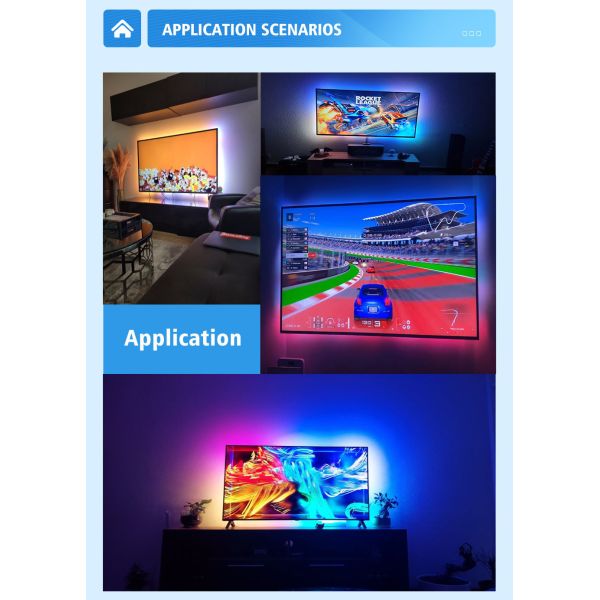 ТВ погружения RGBIC умное освещает СИД контржурным светом SMD 5050 RGB многофункциональное