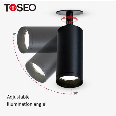 Projetor montado de superfície GU10 de alumínio preto ajustável Downlights do cilindro