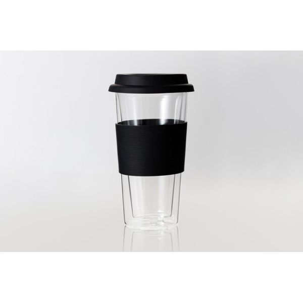 14oz Heat Resistant Double Wall Glass Tumblers 400ml With Silicone Lid And Sleeve
