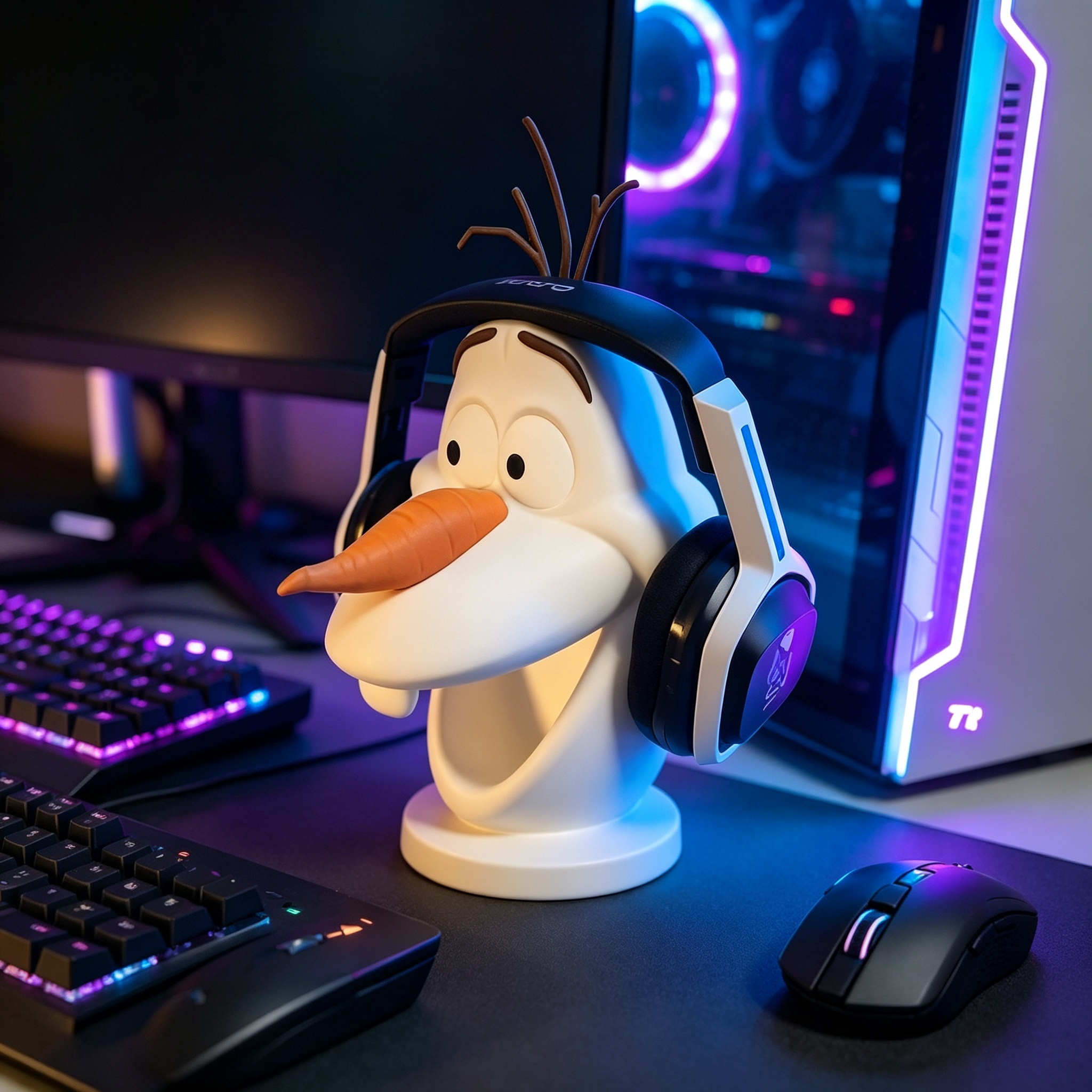 Frozen Olaf Figure Digital 3D Printing Impact Resistant Headphone Display Stand For E Sports