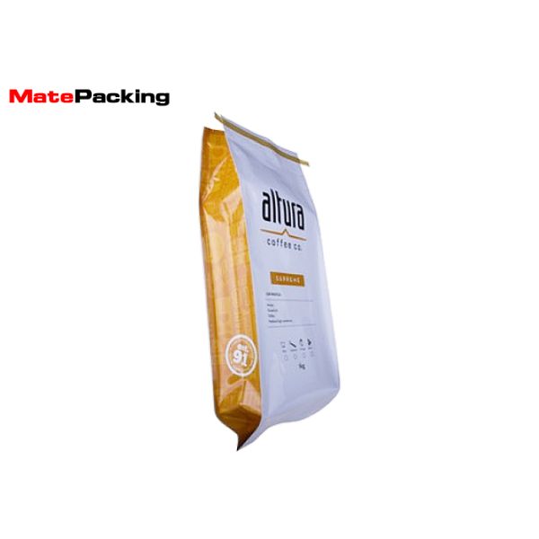 Glossy Side Gusset Tin Tie Coffee Bags 0.05 - 0.2mm Thickness For Coffee Bean Packaging