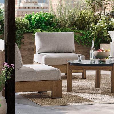 Meubles de patio contemporains imperméables à l'eau en bois d'aluminium et en verre