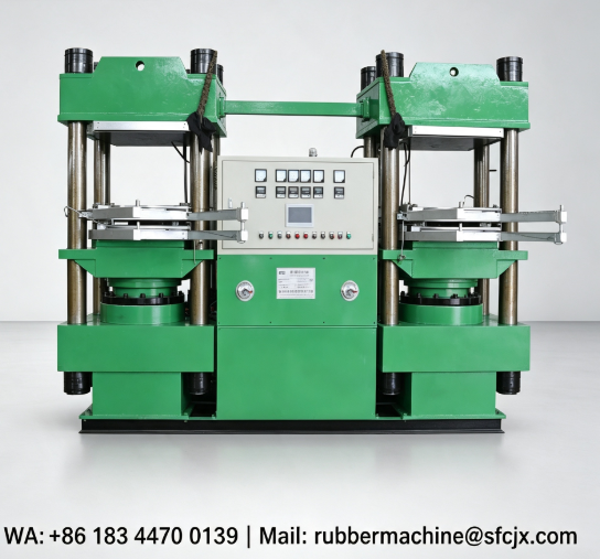 Duplex Rubber Curing Press Double Station Vulcanizing Machine For Rubber Mat Production