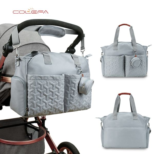 Customizable LOGO Single-Shoulder Tote Mom Bag with Pacifier Pouch Large-Capacity Multi-Functional Maternity Travel Bag for Moms