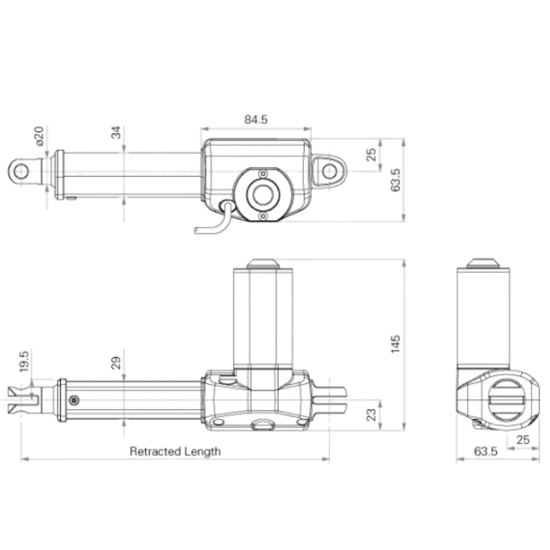 24V 2500N Electric Linear Actuator with 5mm/s Speed and IP66 Rating