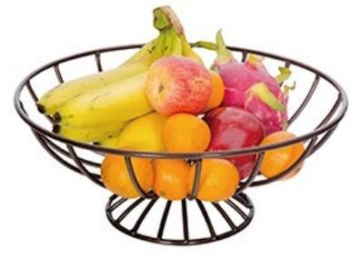 Living room accessories circular shape powder coated kitchen metal storage fruit basket