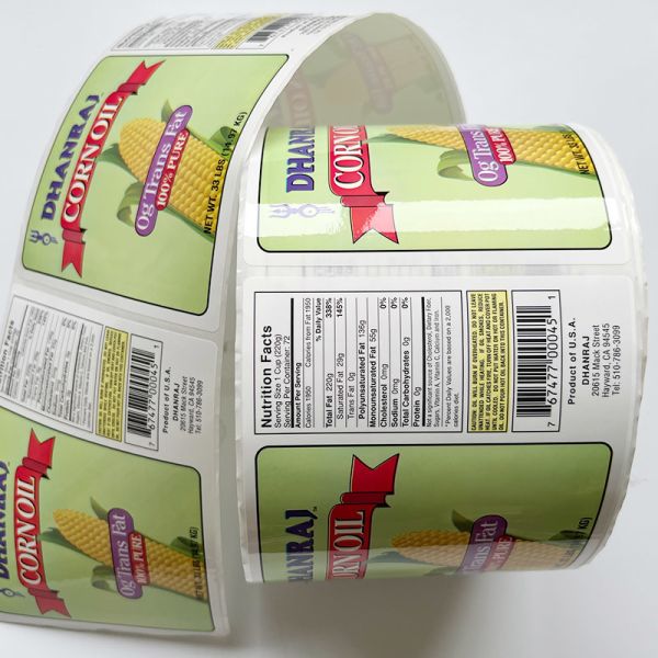 CMYK Printing Vinyl Stickers Food Bottle Packaging Roll Adhesive Customized Printer Label