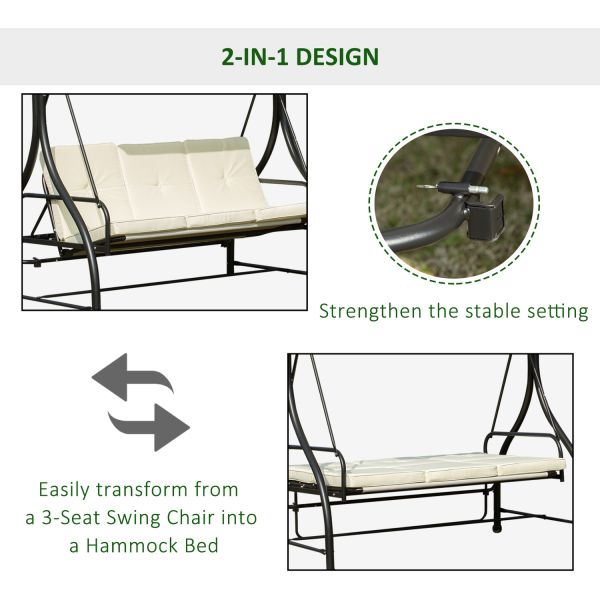 AJUNION Steel Frame Swing Hammock Chair for Patio Garden 150kg Weight Capacity Canopy