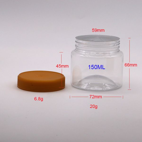 Материал ошейника ПЭТ пластиковые бутылки 5 унций 150cc Прозрачный пластиковый масон банка для хранения пищи