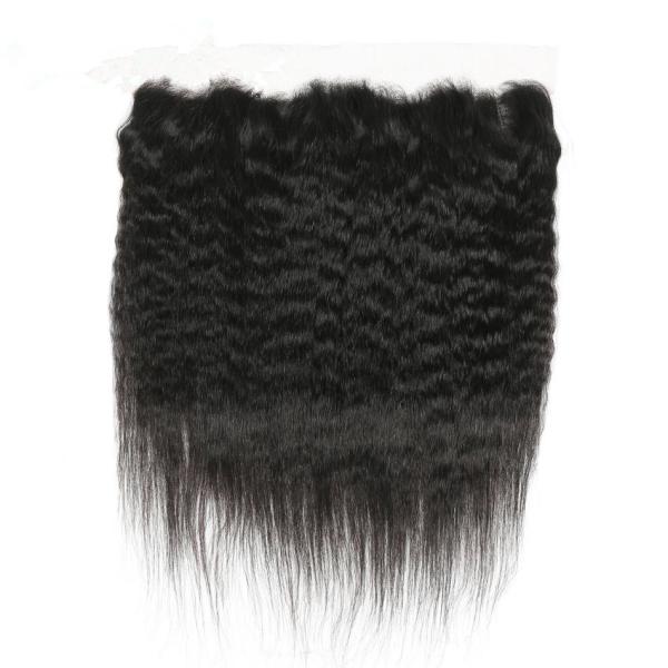 Cabelo humano real das extensões dianteiras do cabelo do Virgin/pacotes retos perversos com laço