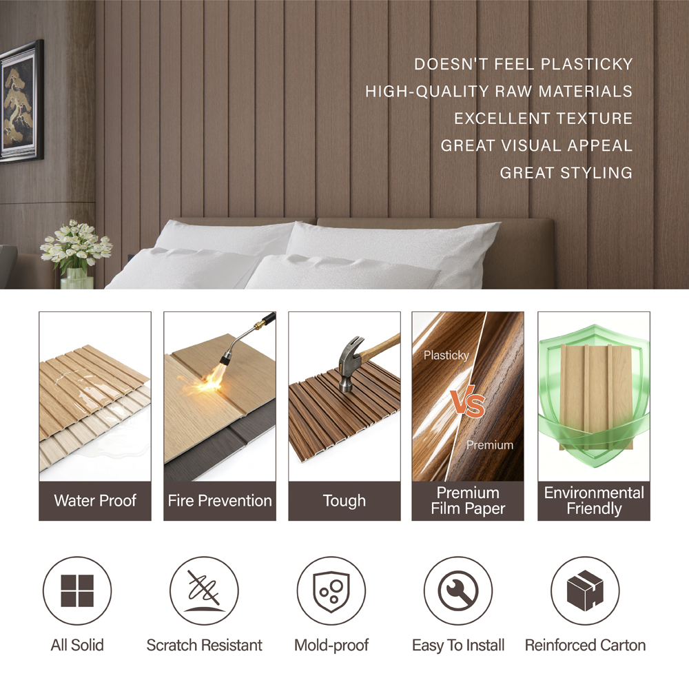 Moisture Resistant Easy Install Indoor WPC Wall Panel for Interiors