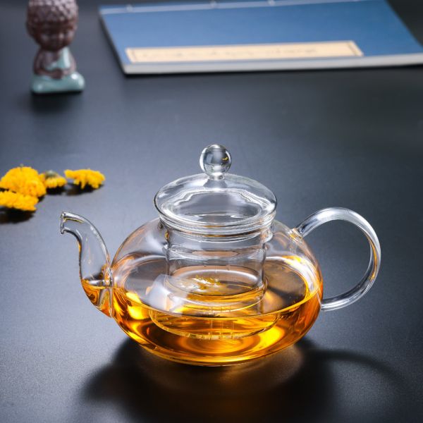 Heat Resistant Clear High Borosilicate Glass Tea Pot For Flower Water Tea Custom Size