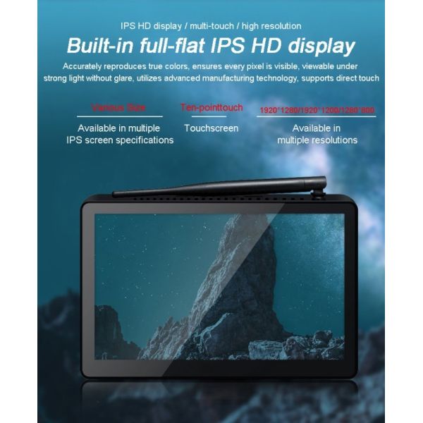 Incorporado en el exterior impermeable 1000 Nits 13,3 pulgadas Full HD IPS capacitivo panel de control industrial de pantalla táctil de montaje trasero