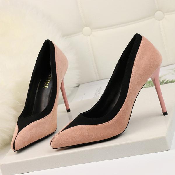 ZM004 9628-13 New Style Wedding Shoes Pointed Toe Shallow Mouth Color Matching High Heels Korean Style Super High Heel S