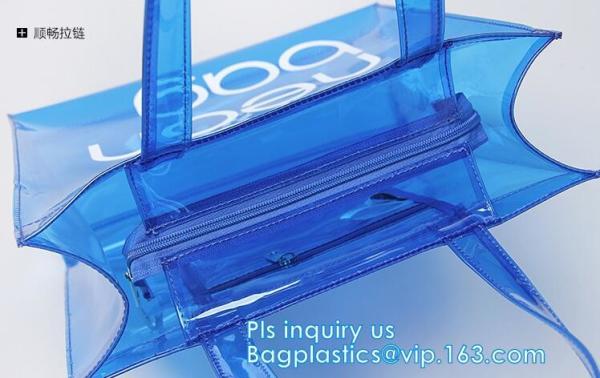 PVC soft pouch bag with round, packaging bag with embroidery recyclable quilt packaging bag, Handle Bag, PVC Shopping Ba