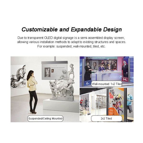 30 inch HD Interactive Transparent OLED Display Transparent Digital Signage