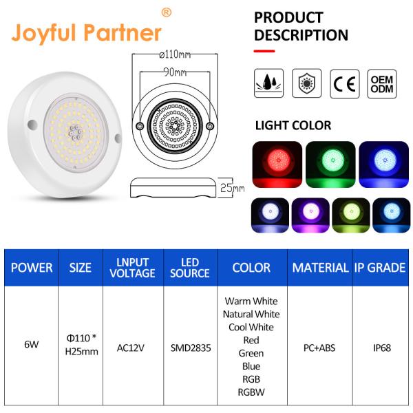 6W RGB DMX LED éclairage de piscine IP68 étanche AC12V