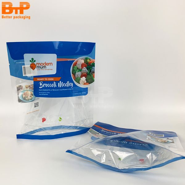 Custom Printed Meat Dry Food 3 Sides Seal Frozen Vegetable Nylon Plastic Packaging Vacuum Bags for Meat and Food Fish Beef Pork