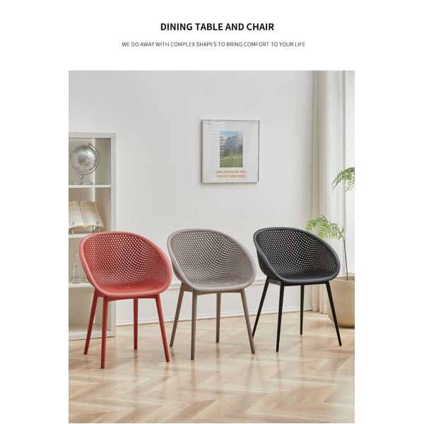 Modern Lightweight Portable Accent Chair for Dining Office Living Room Waterproof Thickened Plastic Patio Balcony Lounge