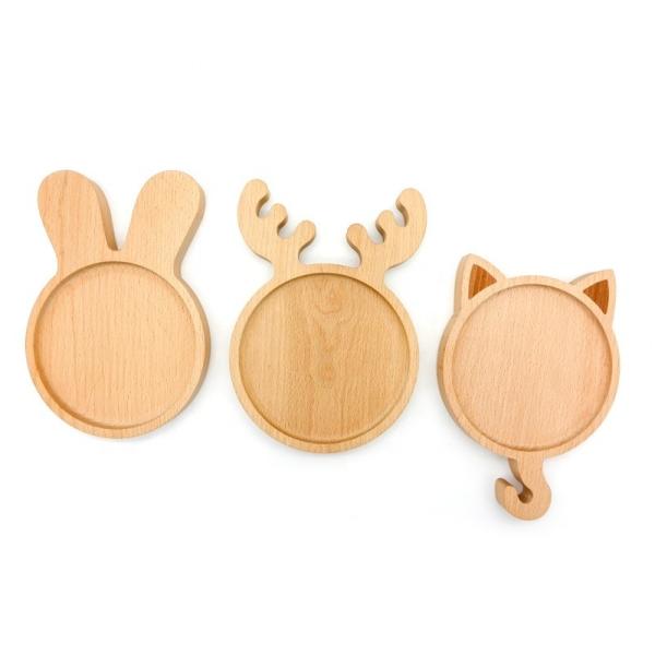 Party Rabbit  Natural Wooden Plate Engraving Animal Shaped Plate