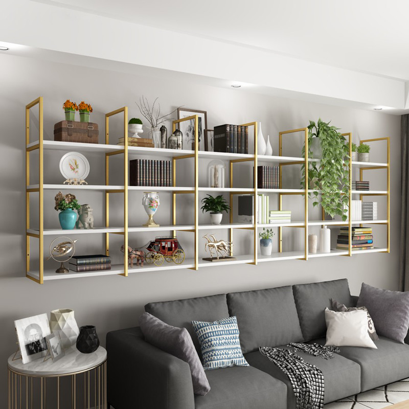 PU Leather Cover 4 Tiers Design Floating Wall Mounted Shelves for Livingroom Furniture