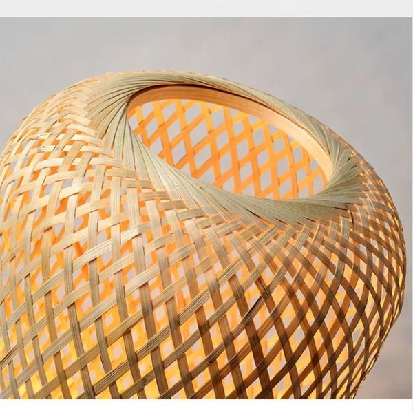 Bedroom Bedside Lamp Tea Room Japanese E27 Weave Bamboo Floor Lamp(WH-MFL-216)