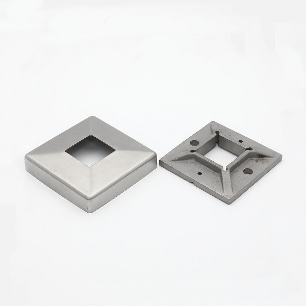 Brushed / Polished Square Stainless Steel Balustrade Parts , Handrail Base Flange