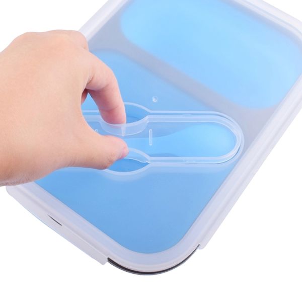 2 Compartment Lunch Box Silicone Household Products Collapsible Lunch Containers