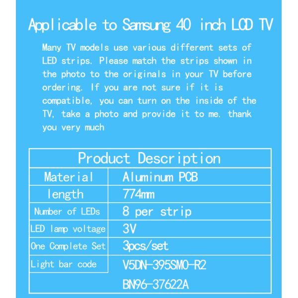 для Samsung UE40J5205 UE40J5270 UA40J5008 UA40M5000 LM41-00144A