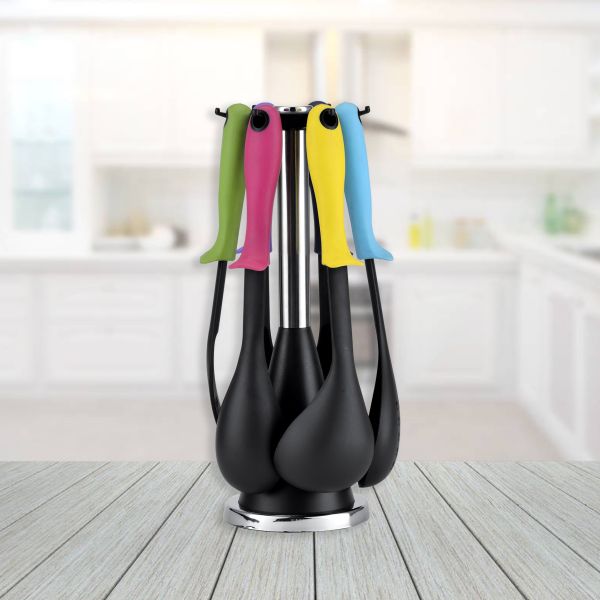 Eco-Friendly Solid Spoon Food Turner Spatula Slotted Spoon Whisk Acacia Silicon Cooking Utensil