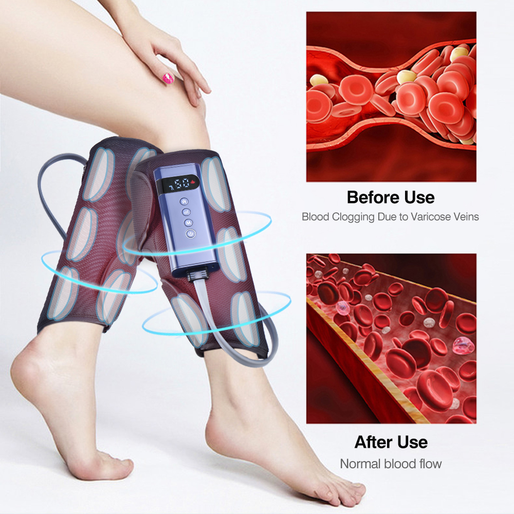 Full Electronic Foot Leg and Calf Massager Adjustable Leg Massager With Heat Air Compression