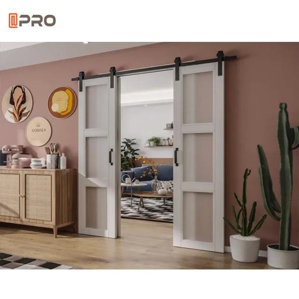 Fashion MDF Interior Doors Sliding Mirror Barn Doors Wood And Tempered Glass Waterproof