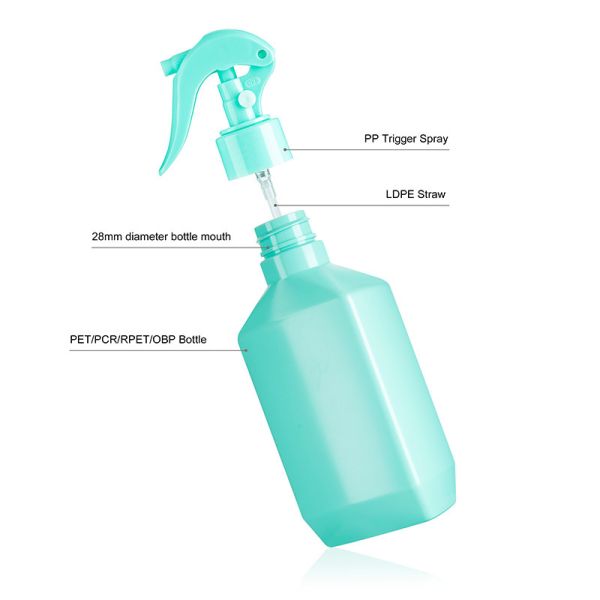 O pulverizador plástico da onça 300ml do azul 10 engarrafa o empacotamento não tóxico do PCR do ANIMAL DE ESTIMAÇÃO da cor sólida