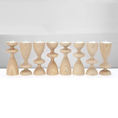 Décoration Chandelier en bois de cendres/ porte-bougies en bois naturel