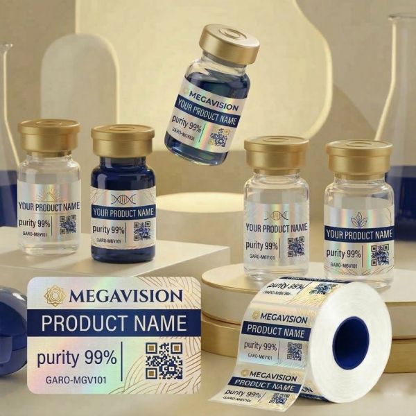Custom Printed Vial Stickers Labels 3ml 5ml 10ml for Laboratory Research Use Only Strong Adhesive Glass Bottle Packaging Labels