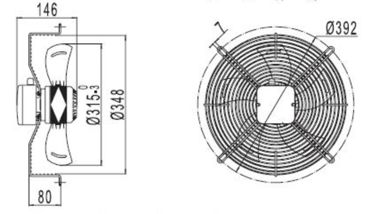 315mm Round Industrial AC Brushless Fan 220V - 380V / 12.4 Inch AC Fan