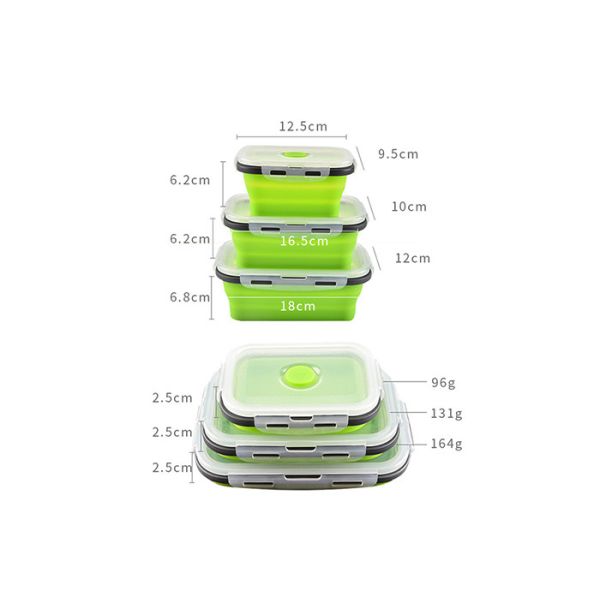 FDA silicone foldable lunch box silicone microwave lunch box portable silicone lunch box
