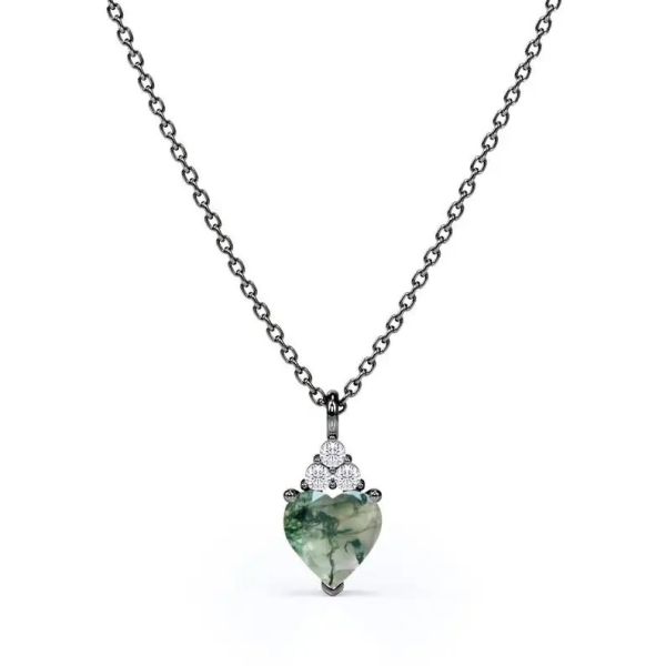 925 Silver Raw Simple Fine Green Moss Crystal Agate Jewelry Complete Wedding Necklace For Sale
