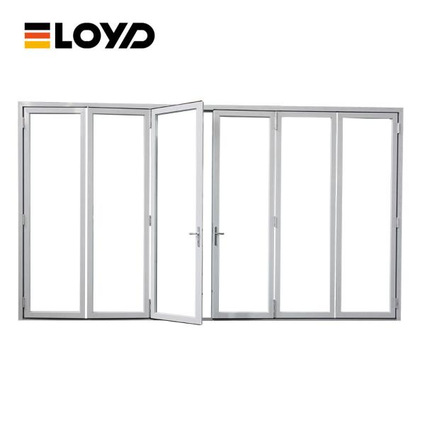 Quadro de porta de pátio moderno preto duplo à prova de furacão Porta de vidro dobrável exterior para quartos de villa
