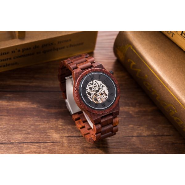 Luxury Waterproof Wood Watch , Mechanical Wooden Automatic Watch