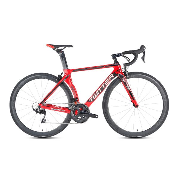 Anti Skid Carbon Fiber Road Bike , Red Carbon Race Bike Flat Welding Technology