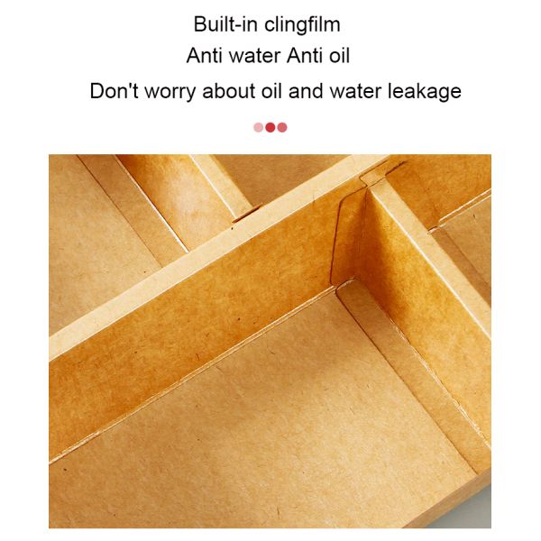 Одноразовые 5 квадратных деревянной целлюлозной бумаги коробка обеда для экологически чистой упаковки быстрого питания