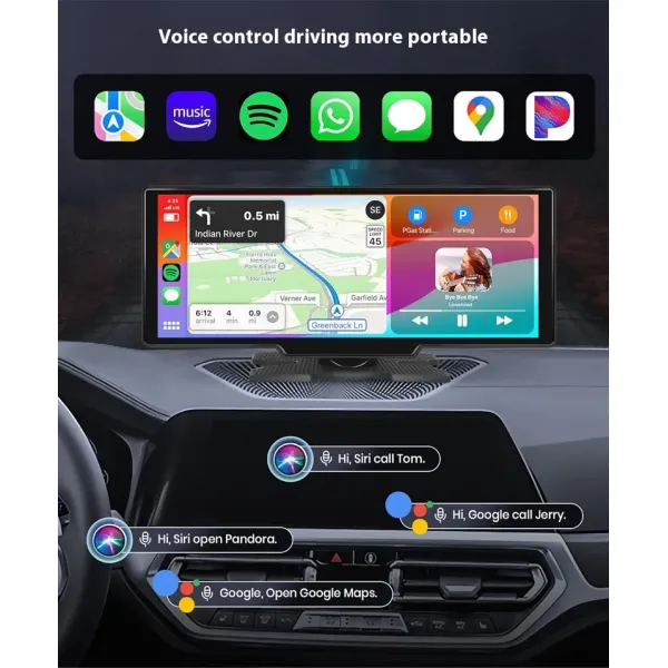 10.26 Inch Wireless Carplay Portable Car Navigation Screen for Apple Android