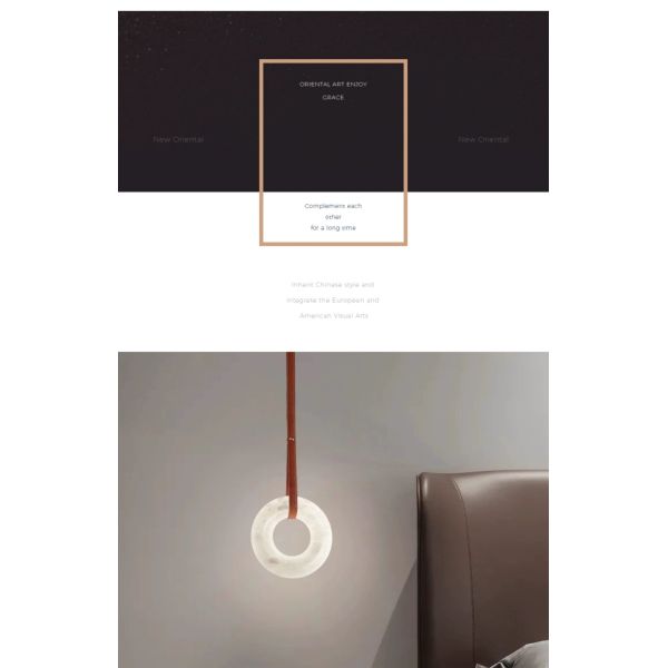 JYLIGHTING Marble Ring Lamp Pendant Light Full Copper Spanish Marble Small Chandelier Bedroom Bedside Designer Pendant Lighting