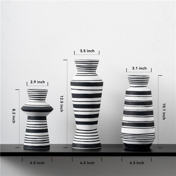 Nordic European Style Modern Stripe Home Decor Bud Vase Wedding Centerpiece Art Ornament Ceramic Vase For Flower