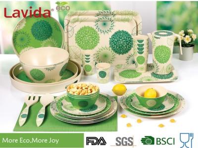 Green Color Bamboo Fiber Dinnerware , Waterproof Non - Odor Bamboo Fiber Dishes
