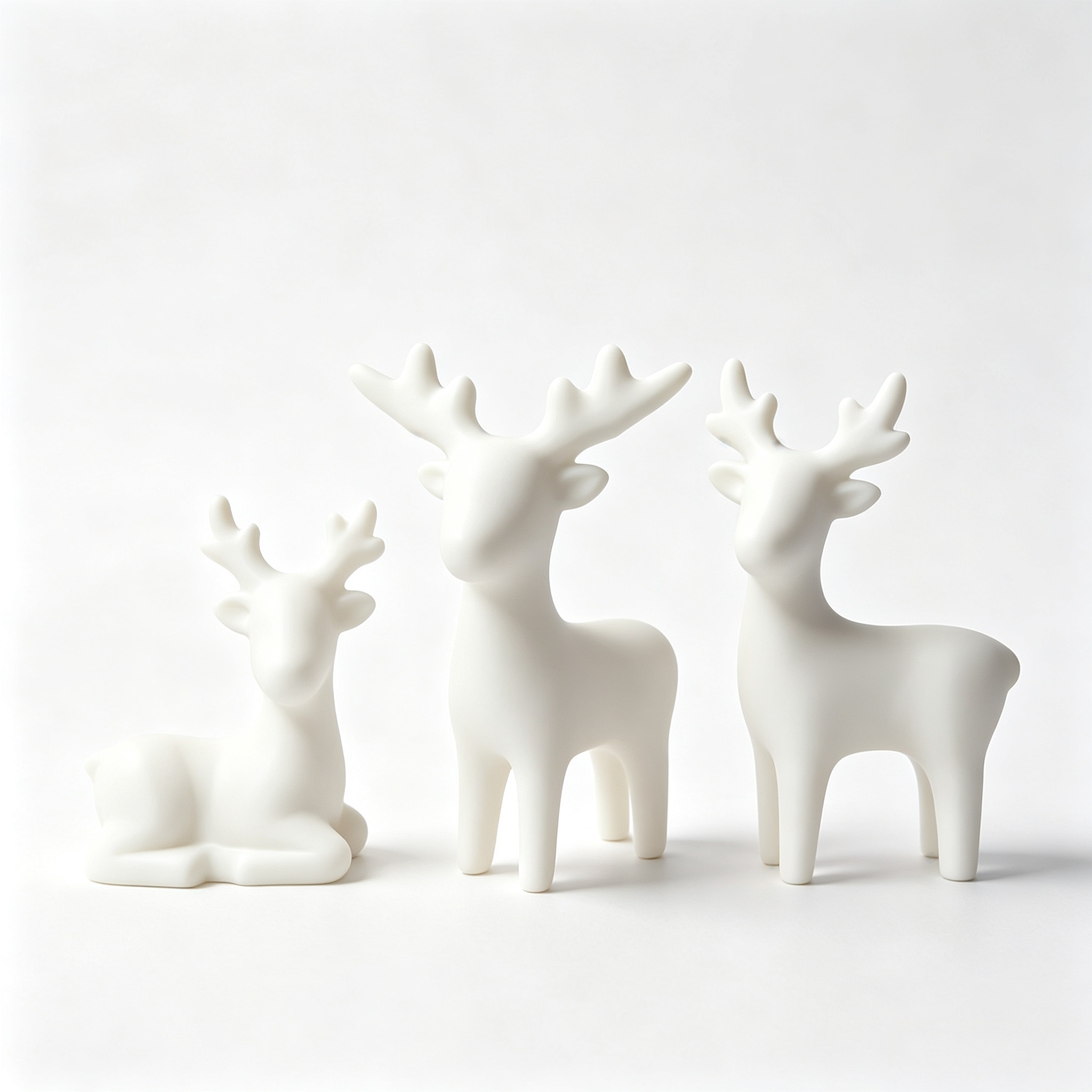 3 Pcs 3d Printable Christmas Ornaments Small Matte Deer Statue Decor For Desktop