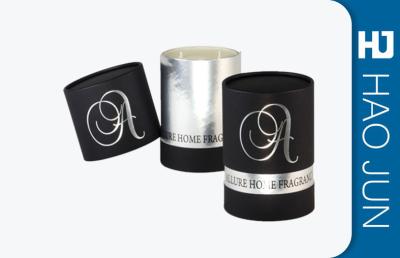 Matt Finish Luxury Round Candle Boxes Sponge Silver Hot Stamping Logo